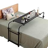 Overbed Table with Wheels Overbed Desk Over Bed Desk King Queen Bed Table Overbed Laptop Table Over Bed Table with Wheels(Black)