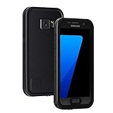 Lanhiem Samsung Galaxy S7 Case, IP68 Waterproof Dustproof Shockproof Case with Built-in Screen Protector, Full Body Sealed Underwater Protective Clear Cover for Samsung S7 (Black)