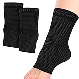 FYY Ankle Brace for Women & Men, 2 Pack Ankle Compression Sleeve for Injury Recovery & Joint Pain, Achilles Tendon Support, Reduce Swelling, Plantar Fasciitis Foot Socks with Arch Support (Large, Black)