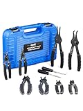 Orion Motor Tech 10pc Snap Ring Pliers Set, Internal & External Circlip Pliers Set with Bent Pliers Straight Pliers Hook Pick, Heavy Duty Snap Ring and Circlip Removal Tool with Storage Case & Gloves
