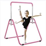 DOBESTS Gymnastics Bars for Home Gymnastic Equipment for Kids Adjustable Junior Training at Home Gymnastics Bar for 3-7 Years Old Children(Pink-s)