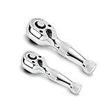 Powerbuilt 640927 1/4-Inch and 3/8-Inch Stubby Ratchet Set, 2-Piece,Silver