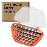 AMERICAN MUTT TOOLS 5pc Spiral Screw Extractor Set – Cr-Mo Bolt Extractor Kit – Easy Out Bolt Extractor Set, Stripped Screw Extractor, Easy Out Screw Extractor Set, Ez Out, Broken Bolt Extractor Kit