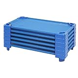 ECR4Kids Stackable Kiddie Cot, Toddler Size, Classroom Furniture, Blue, 6-Pack