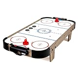 GoSports 40 Inch Table Top Air Hockey Game for Kids - AC Outlet Powered Motor – Oak or Black