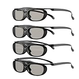 4 Pack Active Shutter 3D Glasses, 3D Glasses Compatible with Epson 3D Projector, TDG-BT500A TDG-BT400A TY-ER3D5MA, 120Hz Rechargeable 3D Glasses, 40 Hours Working Time