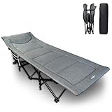 Hejiko Camping Cot for Adults with Cushion and Pillow, Portable Folding Bed Cot for Sleeping，Lightweight Travel Camp Cots 450 lbs (Max Load) for Outdoor Home Office Nap（14.1lbs）