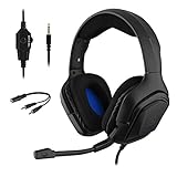 The G-LAB KORP Cobalt PS4 Gaming Headset – Stereo Audio Gaming Headset, Ultra Light, High Bass – Microphone 3.5mm Jack for PC PS4 Xbox One Mac Nintendo Switch Tablet Laptop Smartphone (Black)