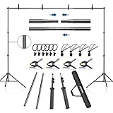 FUDESY Backdrop Stand 7x10Ft Adjustable Photography Background Support System Kit for Photo Video Studio with Carry Bag,Spring Clamps
