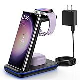 Wireless Charging Station for Samsung, Fast Wireless Charger Station for Samsung Galaxy S23+/S22/S21/Z Flip 4/3 Fold 4/3, Wireless Watch Charger for Samsung Watch 5/Pro/4/3/Active 2/1 Galaxy Buds2 Pro