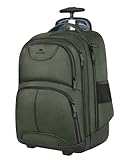 MATEIN Rolling Backpack, 17 Inch Travel Laptop Backpacks with Wheels, Water Resistant Large Roller Carry On Luggage Wheeled Backpack, Trolley Overnight Suitcase Business College Computer Bag, Green