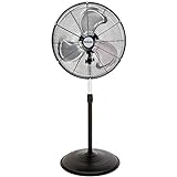 Hurricane Stand Fan - 20 Inch, Pro Series, High Velocity, Heavy Duty Metal For Industrial, Commercial, Residential, & Greenhouse Use - ETL Listed, Black