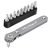 MULWARK 11pc Right Angle Screwdriver 1/4 Mini Ratchet Wrench Close Quarters Pocket Screwdriver Set with High Torque & Low Profile- EDC Tool with 90 Degree Mini Offset Reversible Drive Handle