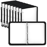 Teling 8 Pack Zipper Binder with 3 Ring Cover Zipper 1.5 Inch Binder, Refillable Plastic Clear Binder File Organizer Planner for Projects, Assignments, Memos, School Work (Clear White)