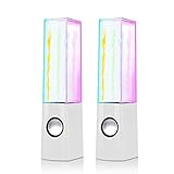 SULLMAR Water Dance USB Speaker for Computer Phone Water Dancing Speakers Waterdance Speaker Show Water Fountain Speakers PC Speakers 3.5mm Audio Plug Colored LED Lights Portable Speakers (White)