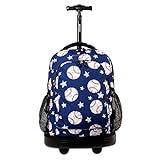 J World New York Kids' Sunny Rolling Backpack Adults, Base Ball, One Size