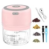 VRUPINZE Electric Herb Grinder - 3.5 Inch Large Grinders for Grinding Dry Fresh Herbs and Spice with Clear Chamber, Portable USB Charge Herb Grinder, Including Clean Brush and Tweezers, Gift Box, Pink