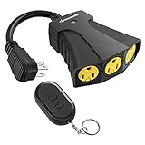 DEWENWILS Outdoor Remote Control Outlet, Wireless Remote Outlet Power Switch, Weatherproof 15 A Heavy Duty Electrical Plug, 3 Grounded Outlets for String Lights, 100Ft Range, UL Listed