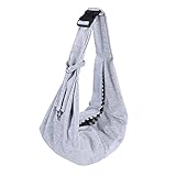 Dog Carrier Sling - Puppy Sling Carrier with Adjustable Shoulder Strap, Reversible Puppy Carrier Purse with Storage Pocket, Hand-Free Dog Sling Carrier for Carry Small Dogs, and Cats (Gray)