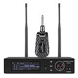 Wireless Guitar System, Phenyx Pro True Diversity Guitar Wireless Set w/Rechargeable Wireless Guitar Transmitter, 100 UHF Channels, Wireless Instrument System for Electric Guitar Bass (PTG-11)