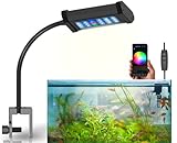 Lominie LED Aquarium Light, Clip on Freshwater Planted Light Adjustable Gooseneck for Freshwater Fish Tanks, Dimmable Nano Refugium Tank Light Supports Remote 2-Channel WiFi (Freshwater)