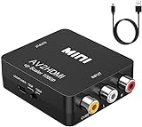GOXMGO RCA to HDMI Converter,Mini Composite AV to HDMI Video Adapter Box for Smart TV/VCR/DVD/VHS Player/Roku/PS2 Game Console/N64/Wii,with USB Power Cable,Supporting PAL/NTSC