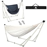 Anyoo 2 in 1 Hammock and Swinging Chair with Collapsible Steel Stand & Carrying Case,Portable & Adjustable,Easy Set Up, Perfect for Outdoor,Indoor,Patio,Garden,Camping Trip White