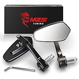 MZS Bar End Mirrors, 7/8 Universal Motorcycle Rear View Mirror Side handlebar Standard Hollow Arrow Black Compatible with Street Sport Bike Cruiser Scooter