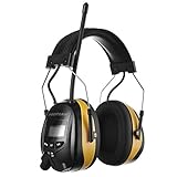 PROTEAR Digital AM FM Radio Headphones, 25dB NRR Ear Protection Safety Ear Muffs, Noise Reduction Hearing Protector for Lawn Mowing and Landscaping(Yellow)