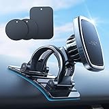LISEN Magnetic Car Phone Mount for iPhone and Android with 6 Magnets and Adjustable Arch Design, Black