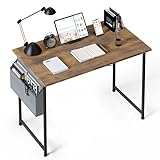 YSSOA 40 Inch Computer, Modern Simple Style Home Office, Study Student Writing, Vintage with Storage Bag Wooden Desk, Brown