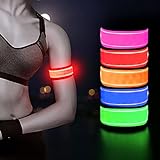 Ezerfy Light Up LED Arm Band for Running - 2 Pack Reflective LED Bracelet Flashing LED Sports Wristband, Glow Bracelets for Concerts, Festivals, Sports, Raves, Emergency Supplies