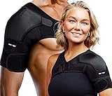 ZENKEYZ Copper Compression Recovery Shoulder Brace For Men & Women, Shoulder Immobilizer for Torn Rotator Cuff, Tendonitis, Dislocation, Pain, Shoulder Sleeve Support (Black, Small/Medium)