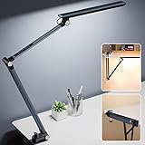 Reifeiniwei LED Desk Lamps,10 Color Modes 2700k-7000k Lighting and Stepless Dimming Modern Table Lamp for Monitor Studio Reading,Architect Clamp for Home Office Iron-Grey 15W…