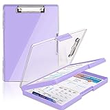 Clipboard with Storage,Heavy Duty Clip Boards 8.5x11 with 2 Storage Case,Clear Visible Top Panel Storage Clipboards,Side Opening Clip Boards,Nursing Clipboard Folder Case for Office Supplies-Purple