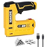 YEAHOME Electric Staple Gun, 2 in 1 Electric Brad Nailer/Stapler, 3.7V Power Cordless Stapler Tacker with USB Charger Cable, 1000 Staples for Upholstery, Material Repair and Carpentry…