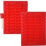 Mydio 20 Cavity Gummy Worm Silicone Molds with 1 Dropper,BPA Free,for DIY Candy,Cake Décor, Halloween Gummi Chocolate,Jelly Chocolate Soap Cake Wax,Red