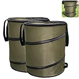 Taleasy Collapsible Camping Trash Can (33 Gallons, 2 Pack) Pop-up Lawn Leaf Yard Waste Bag Reusable - Foldable Camper RV Garbage Can - Outdoor Garden Trash Bag Holder - Recycle Bin Light Weight