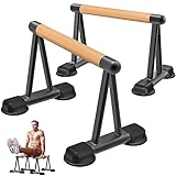 Dolibest Push Up Bar, 12'' High Parallettes Bars with Wooden Handles, Stable and Comfortable Calisthenics Equipment, Suitable for Handstand, L-Sit, Dip Bar, Strength Training for Indoor Outdoor Use（600LB）