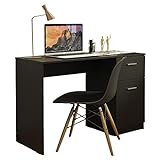 Madesa Compact Computer Desk Study Table for Small Spaces Home Office 43 Inch Student Laptop PC Writing Desks with Storage and Drawer - Black