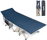 Overmont Oversized Camping Folding Cot - 550LBS Support - Extra Wide 28in - Heavy Duty Sleeping Cots with Carry Bag - Upgrade 2400D Oxford Cloth Portable for Home, Office, Beach and Outdoors