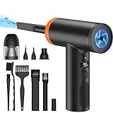 Compressed Air Duster, 102000RPM Electric Air Duster & Vacuum Cleaner 2 in 1 Rechargeable 7800mAh Cordless, Keyboard and Computer Cleaner, Replaces Compressed Air Cans (Orange)