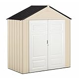 Rubbermaid Resin Weather Resistant Outdoor Storage Shed, 7 x 3.5 ft., Maple/Sandstone, for Garden/Backyard/Home/Pool