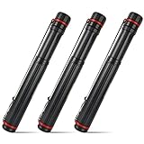3 Pack Extendable Poster Tubes, Telescoping Art Transport Tube, Water-Resistant Storage Tube for Documents Blueprints Artwork - Hard Plastic Black, 18 Inches to 27.5 inches with 2.75 Inch Opening