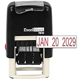 ExcelMark 7810 Self-Inking Rubber Date Stamp – Great for Shipping, Receiving, Expiration and Due Dates (Red Ink)