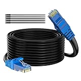 Cat 6 Outdoor Ethernet Cable 100 ft, Adoreen Gbps Heavy Duty Internet Cable (from 25-300 feet) Support POE Cat6 Cat 5e Cat 5 Network Cable RJ45 Patch Cord, UV Waterproof Direct Burial & Indoor+15 Ties