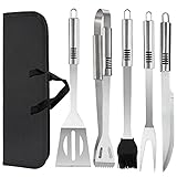 Grill Tools Set,Stainless Steel Grill Set for Men, 6pc BBQ Tools Grilling Accessories Kit with Spatula,Fork,Knife,Brush,Tongs & Carry Bag Grill Utensils Set for Outdoor Grill
