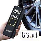 KomBella Tire Inflator Portable Air Compressor for Car, 2X Faster Inflation with 8000mAh Battery & DC Cord, 150PSI Car Tire Pump with LED Light for Car Tires, Motorcycles, Bikes, Balls & Inflatables