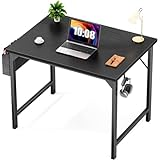 Small Computer Desk Small Office Desk 32 Inch Writing Desk Home Office Desks Small Space Desk Study Table Modern Simple Style Work Table with Storage Bag and Iron Hook, Wooden Desk for Home, Bedroom