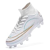 Soccer Cleats Boys Indoor Soccer Shoes Boys Turf Shoes Zapatos de Futbol para niños Girls Football Shoes White